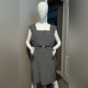 Ann Taylor Blue and White Sleeveless Sheath Dress size 16